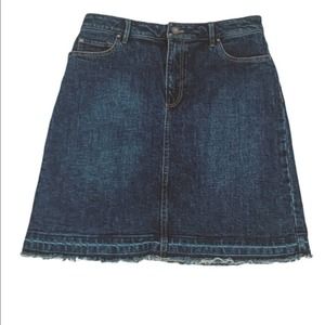 ANN TAYLOR Blue Denim Jean Skirt Raw Hem Size 2